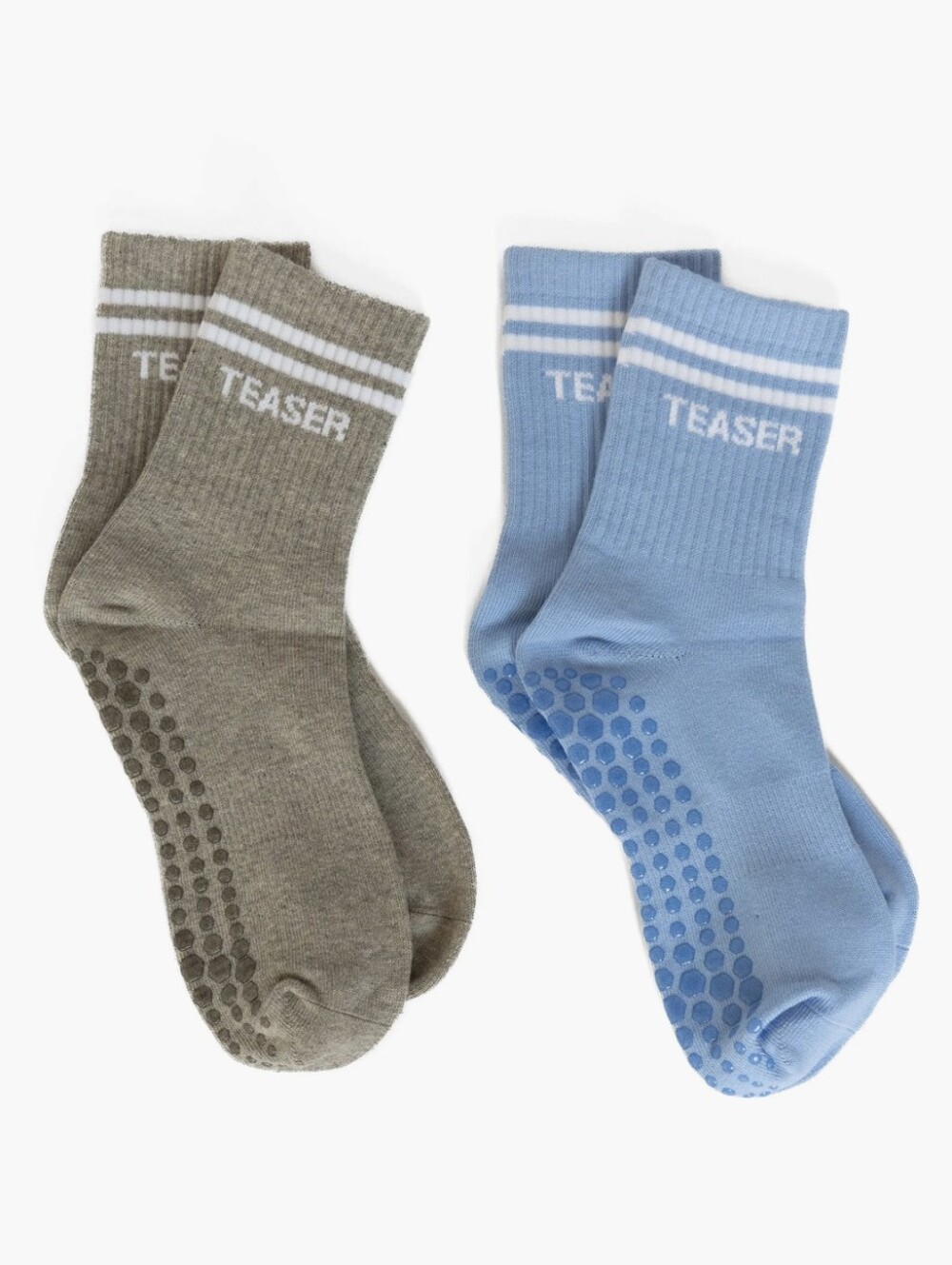 NWOT Non-Slip Crew Socks - Blue & Grey (2 Pair)
